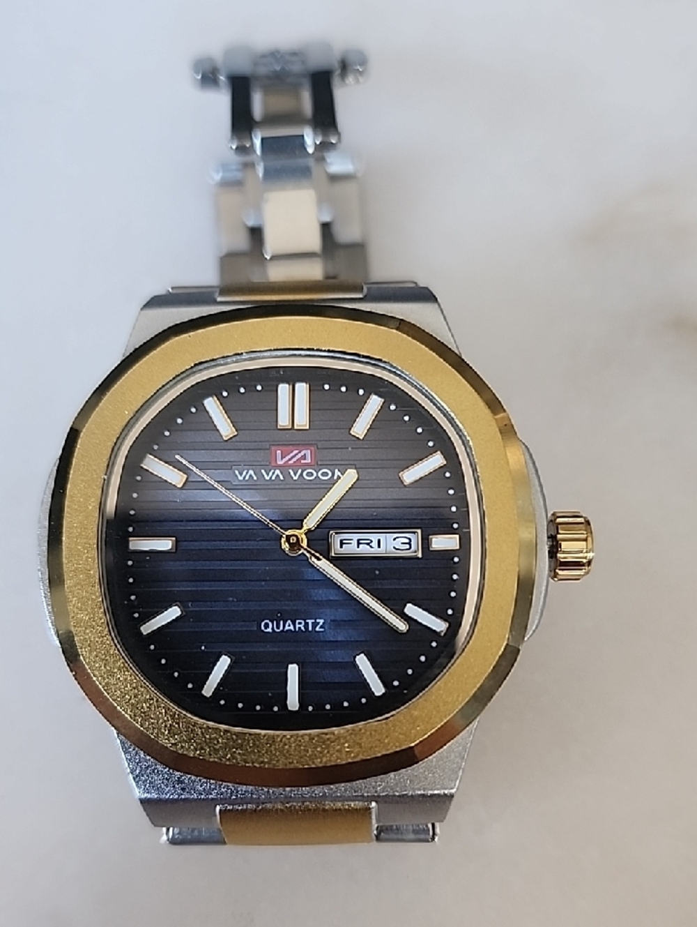 Va Va Voom Two-Tone Gold & Silver Watch with Blue Dial